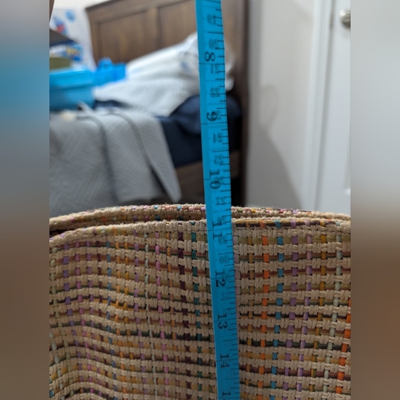 Fossil Multi-Color Classic Weave Shoulder Bag, Straw Purse, Brown Leather Trim - Picture 9 of 9